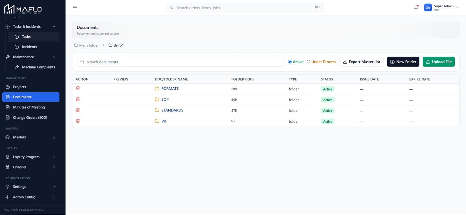 Workflow Templates — server-validated FSM — live MAFLO screen