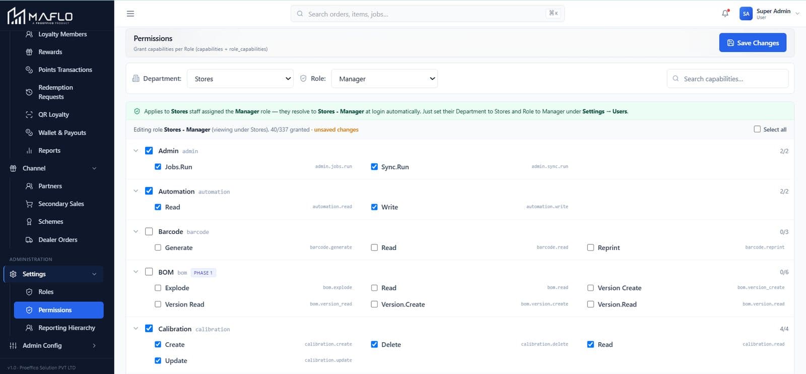Client Config + Reporting Hierarchy — live MAFLO screen